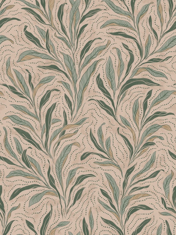 Boho Leaves - sand & green