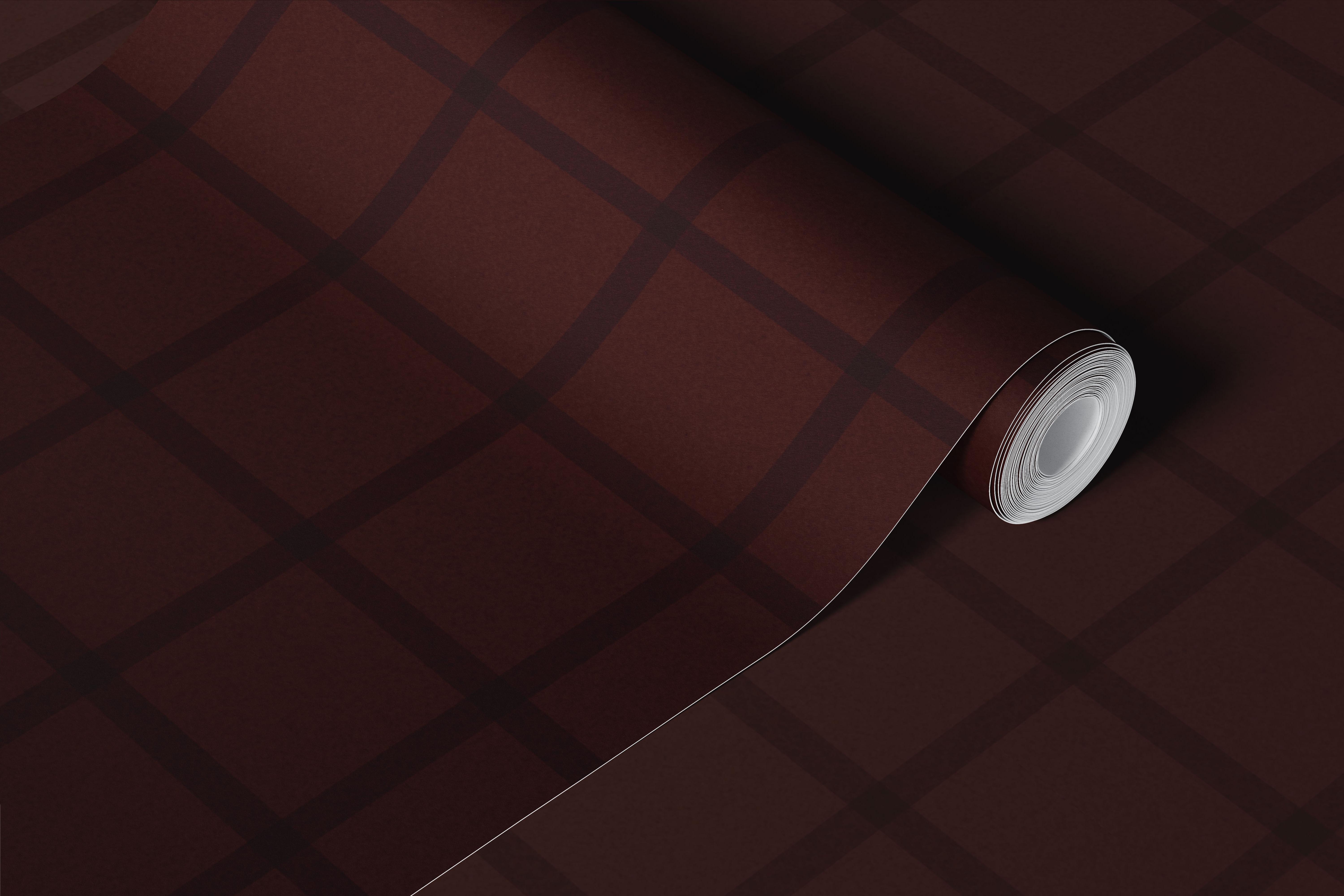Moody Maroon Tartan Squares wallpaper in a room