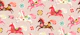 Folk Art Horses with Flowers on Blush pink