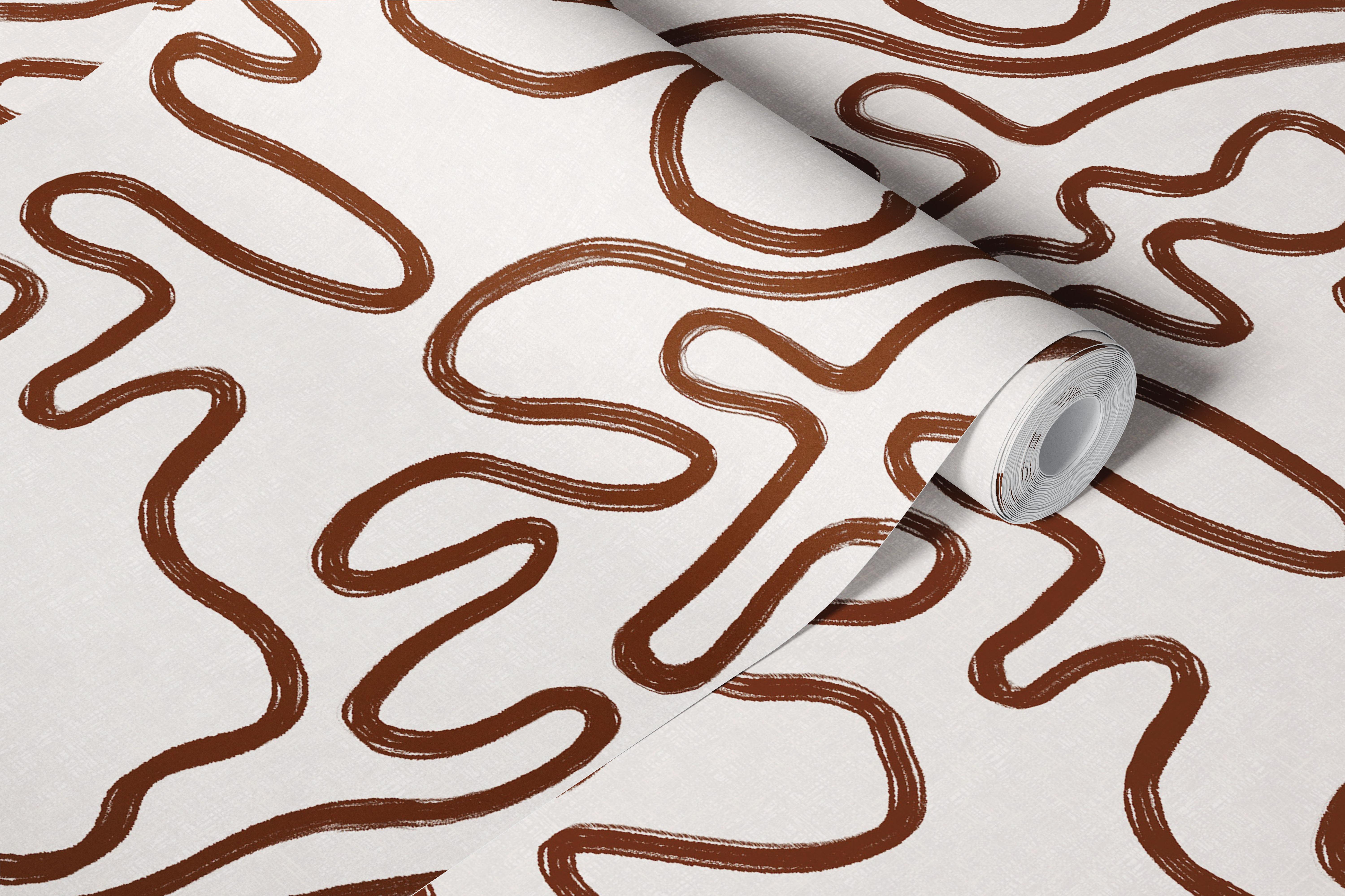 Brown wavy lines wallpaper i et rom