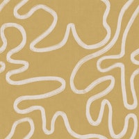 Mustard yellow  Wavy Lines on Linen wallpaper