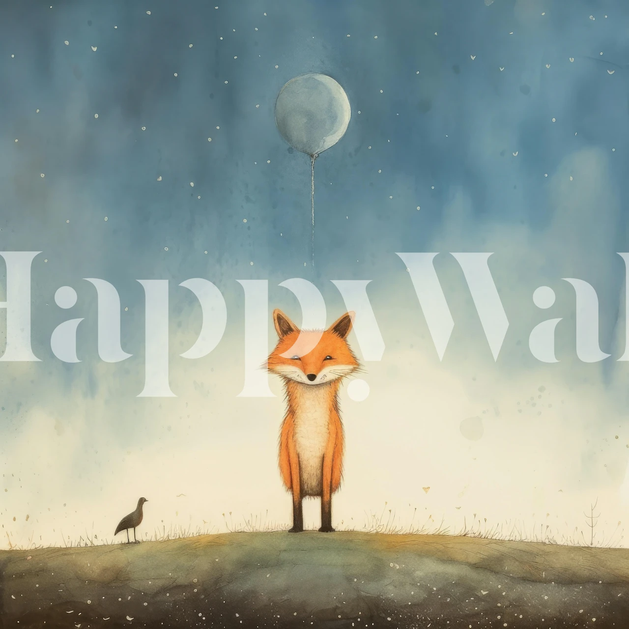 Minimal Fox Balloon-tapet vist i et rom