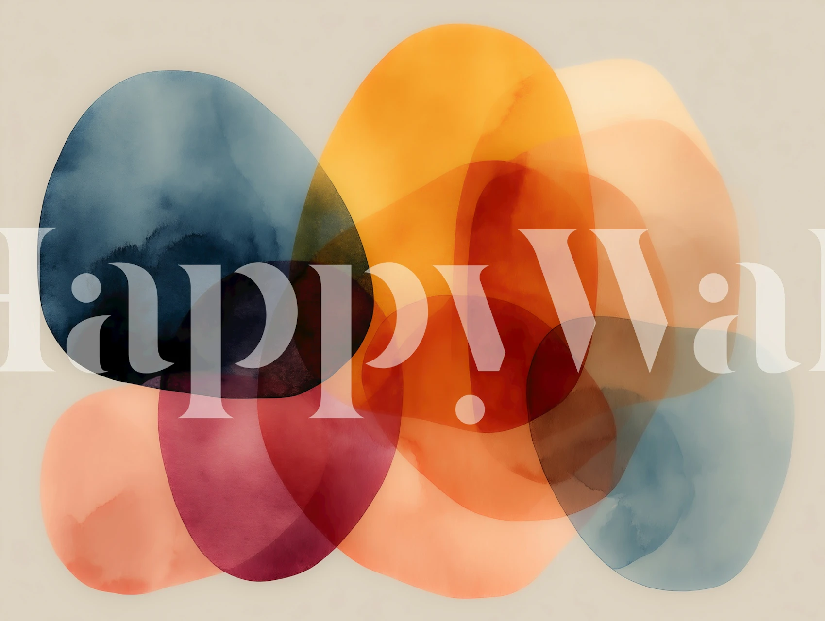 Abstract watercolor ovals wallpaper in a room