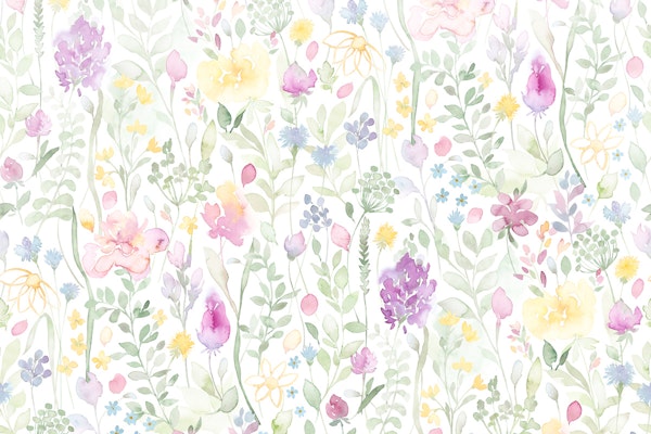 Midsummer large watercolor wild flowers