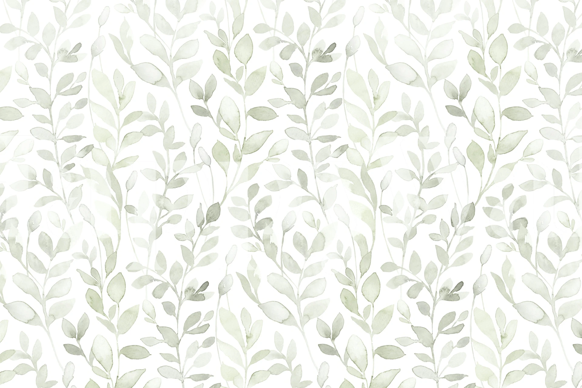 Midsummer large leaves in sage green wallpaper