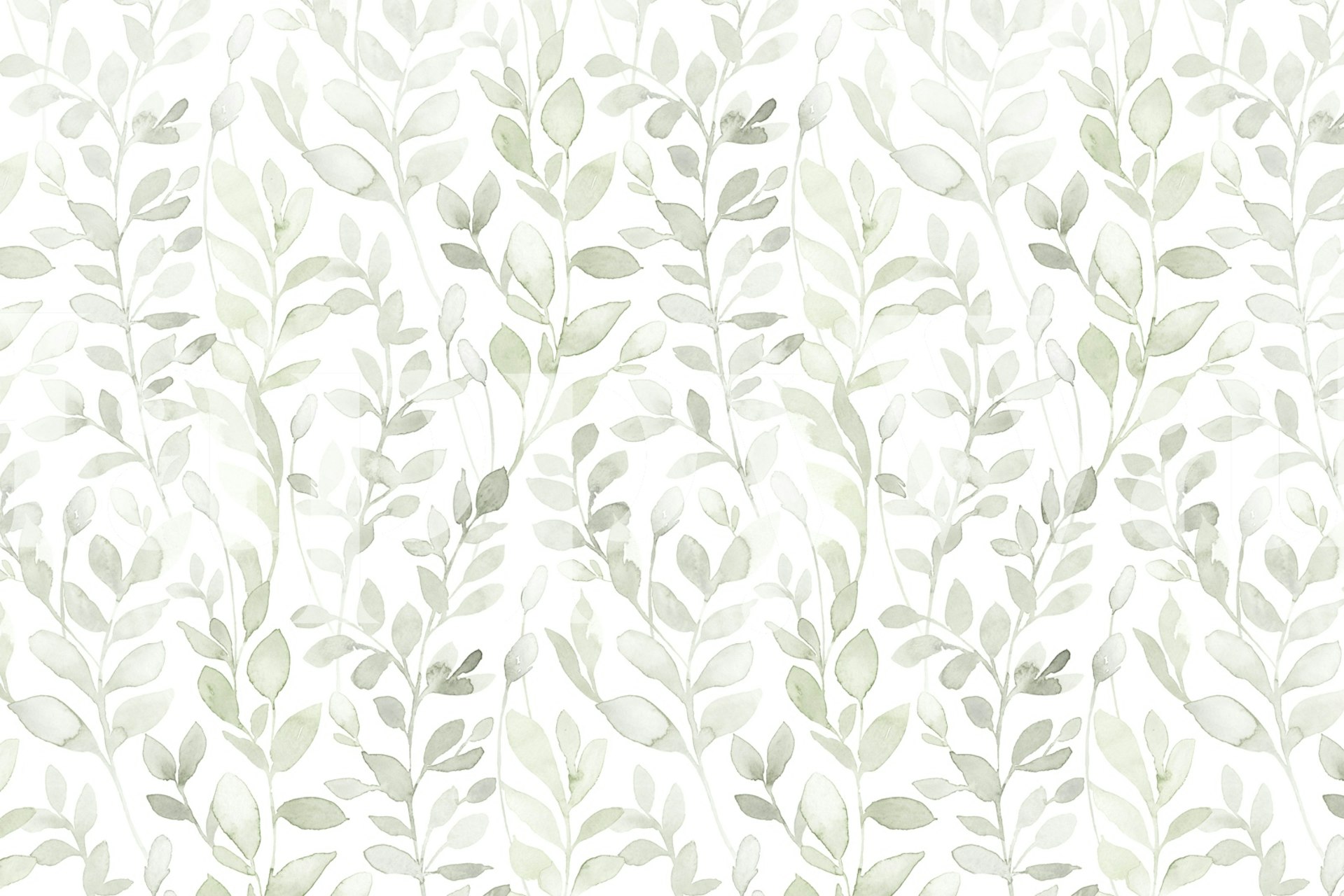 Midsummer large leaves in sage green wallpaper