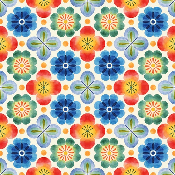 Watercolor Floral Folk Pattern