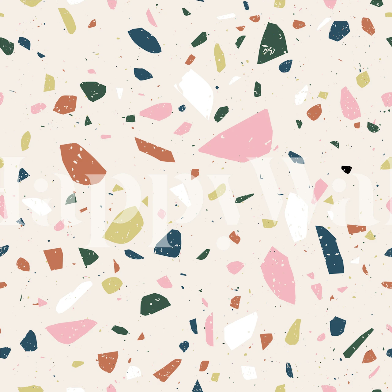 Playful terrazzo pebbles wallpaper in a room