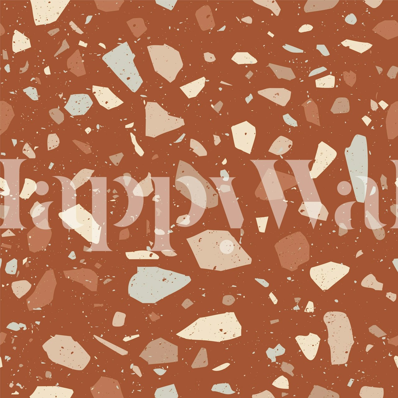 Warm clay terrazzo texture wallpaper in a room