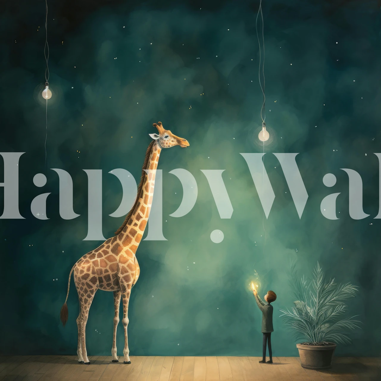 Minimal Giraffe Night Light wallpaper in a room