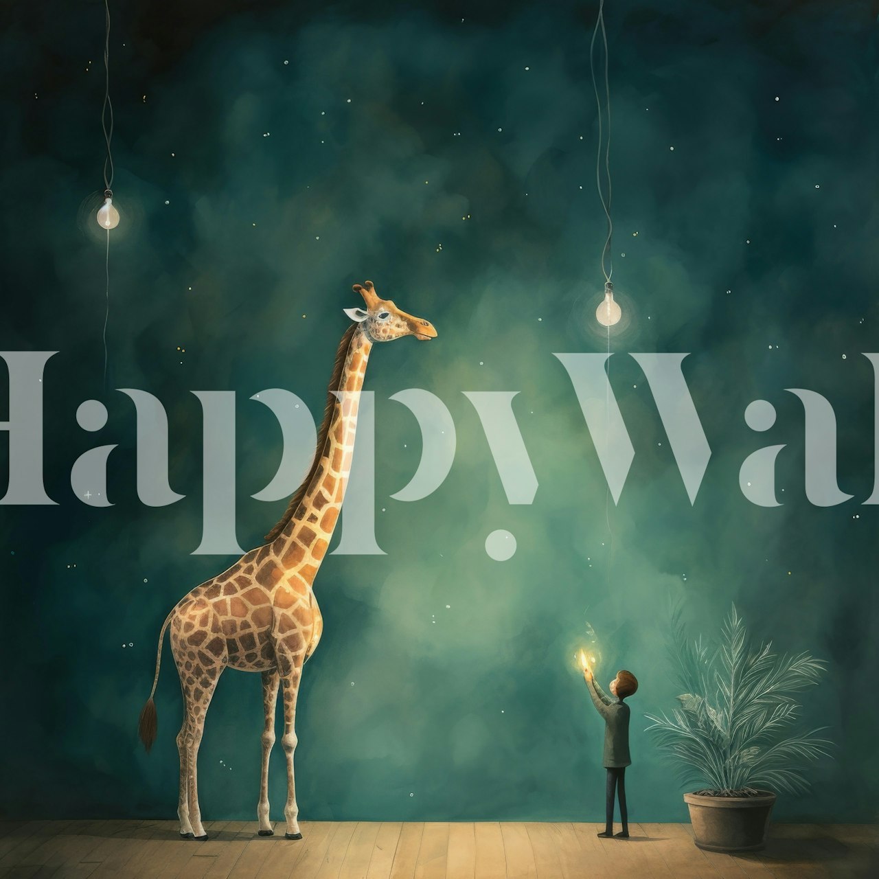 Minimal Giraffe Night Light wallpaper in a room
