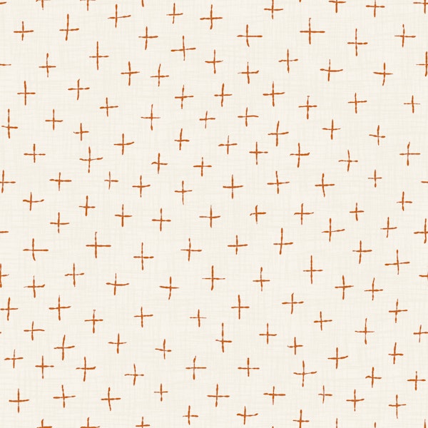 Rust Crosshatch Dots on Linen