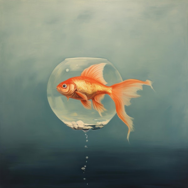 Minimal Goldfish in Floating Bowl