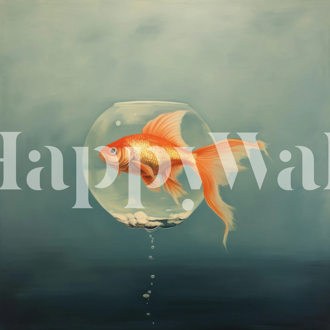 Minimal goldfish in a bowl wallpaper