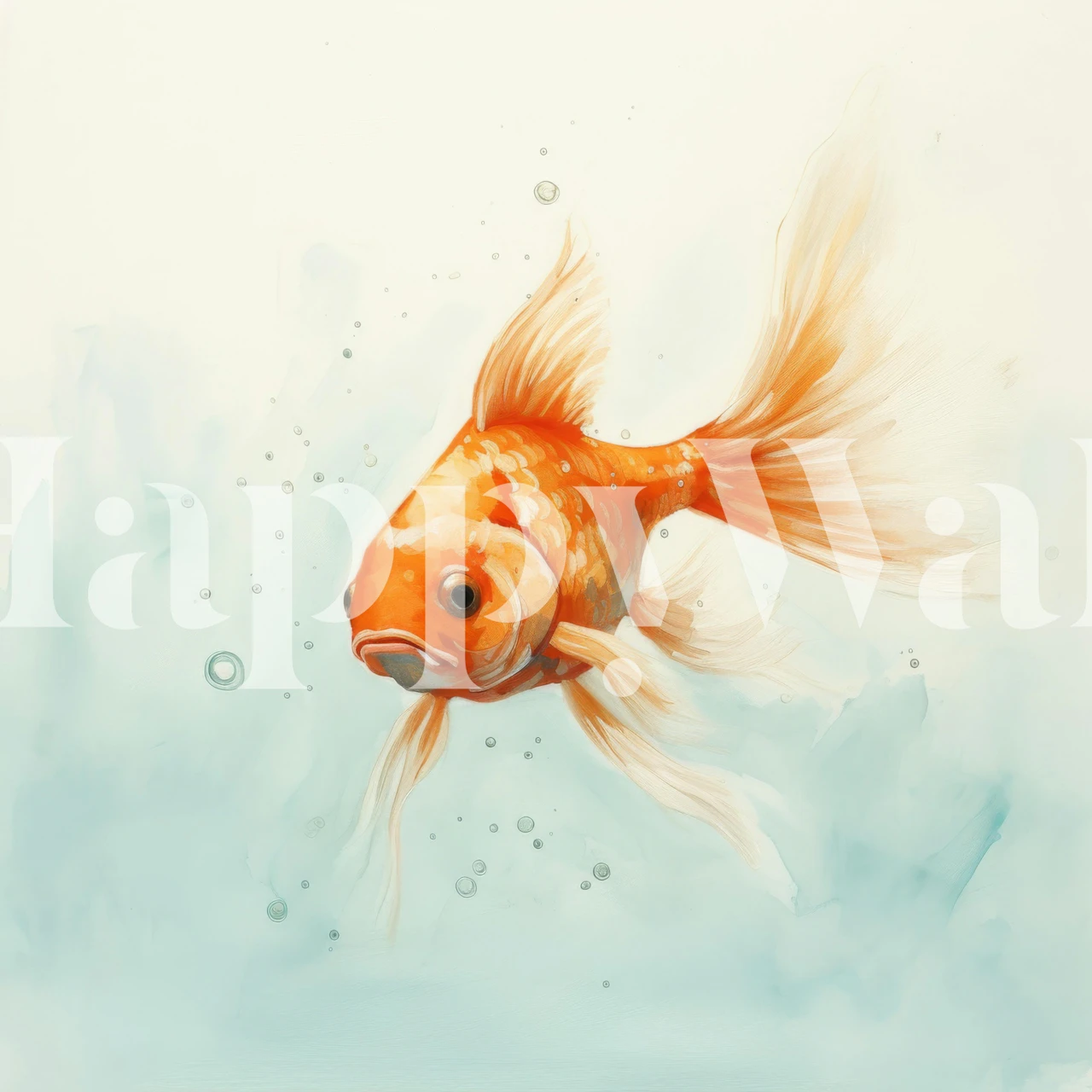 Minimal Goldfish Splash wallpaper in a room