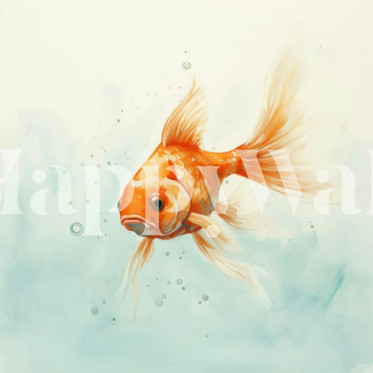 Minimal Goldfish Splash wallpaper in a room