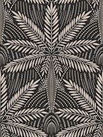 Boho art deco palms neutral black wallpaper