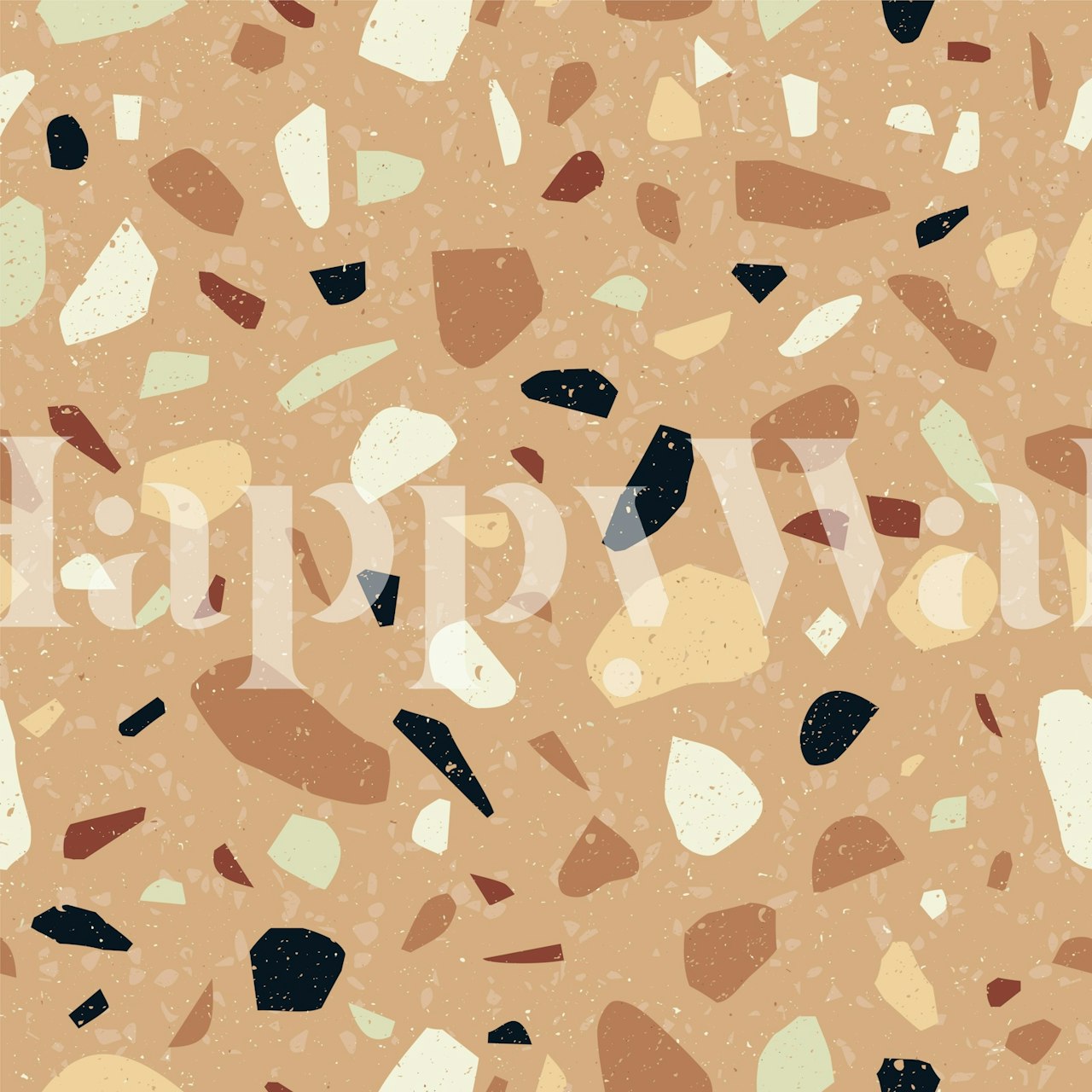 Earthy Terrazzo Mix wallpaper displayed in a room