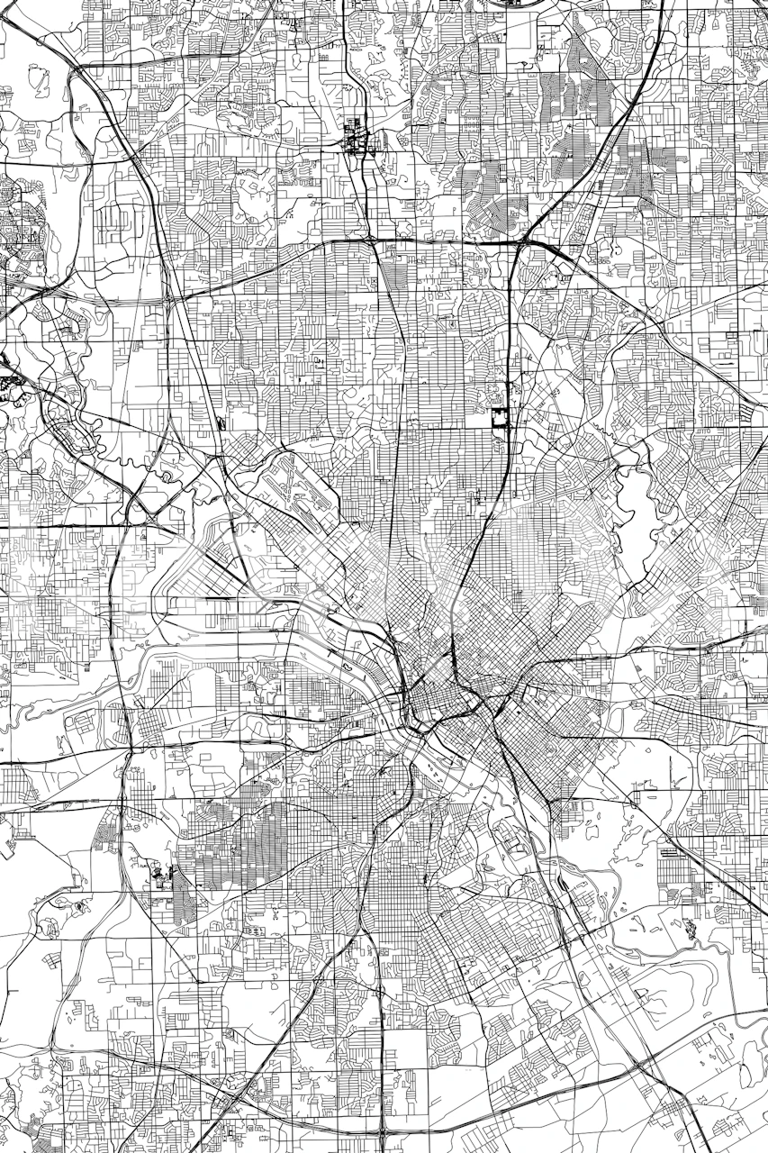 Dallas map wallpaper in modern room decor