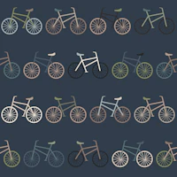 Vintage muted Bicycles on Dark Blue wallpaper