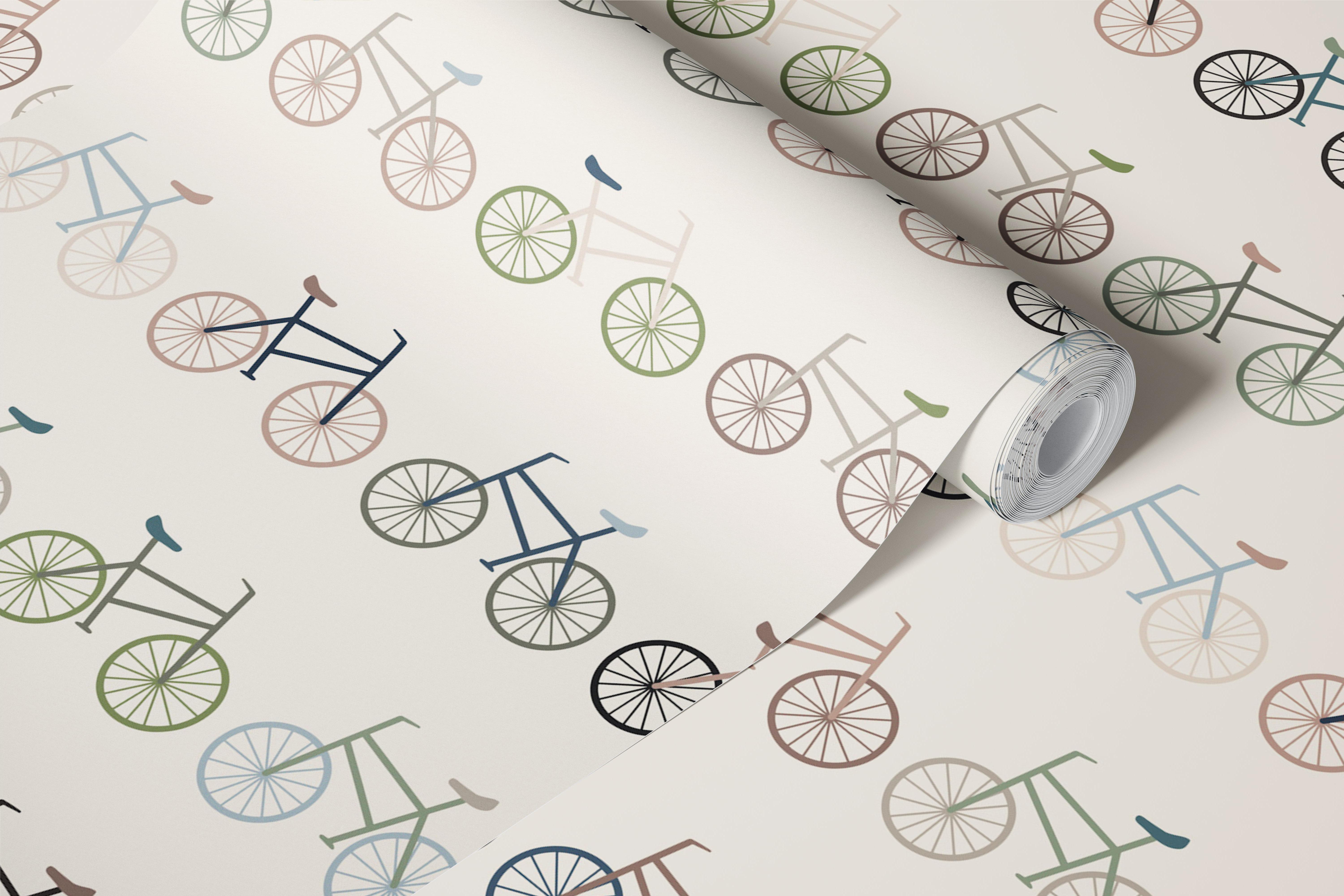 Scandinavian earthy tone bikes wallpaper design