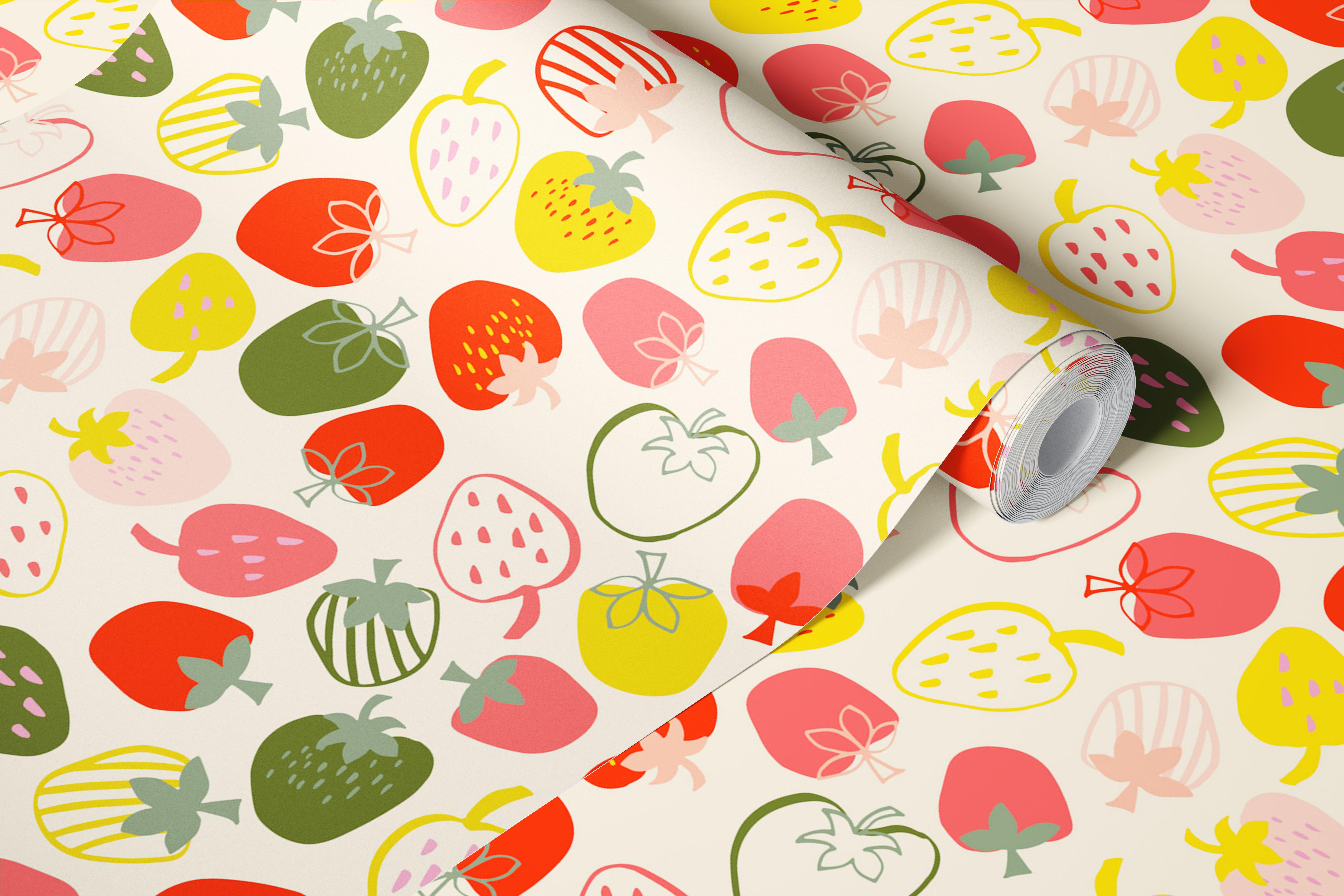 Whimsical hand-drawn strawberries on neutral i et rum