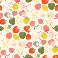 Whimsical hand-drawn strawberries on neutral tapet