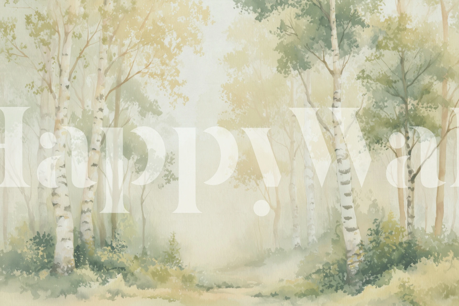 Soft Scandinavian Forest wallpaper in a room