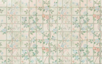Pastel Botanical Trellis With Blue Flowers wallpaper