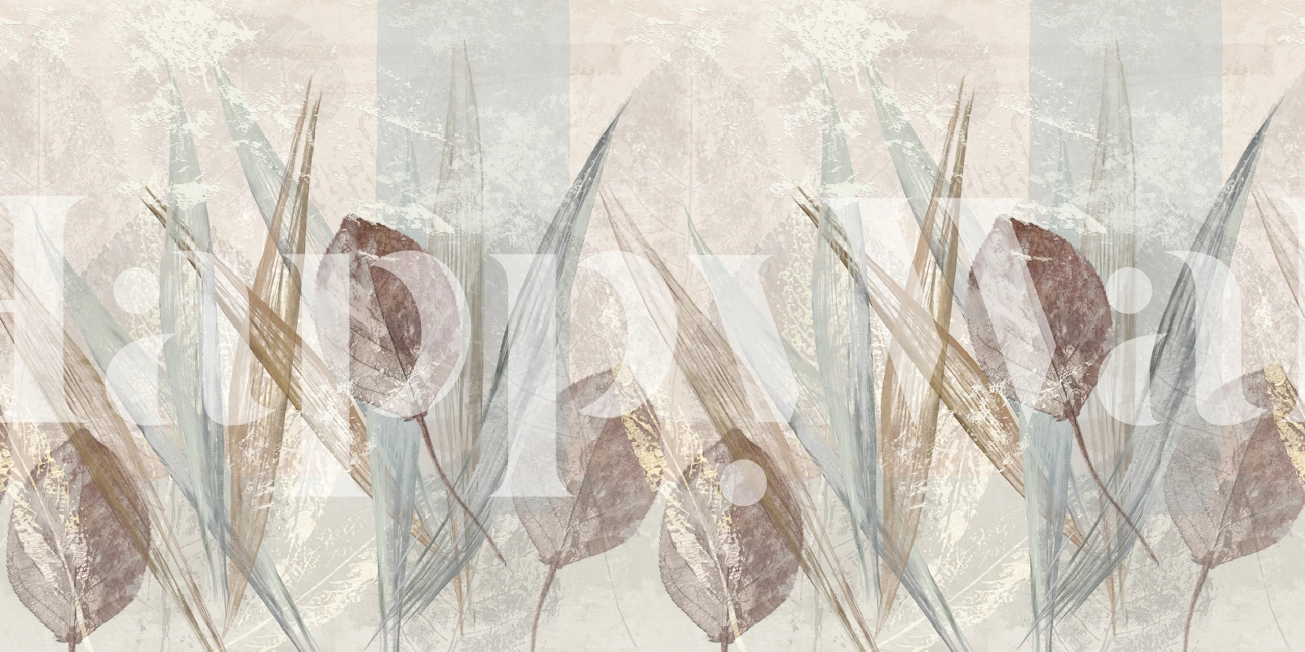 Botanical leaf beige wallpaper in a room