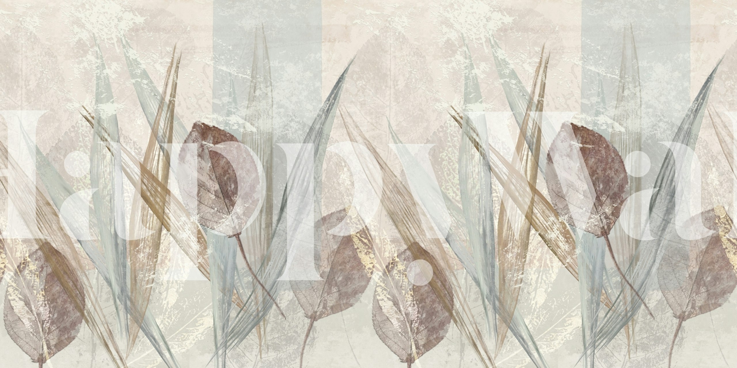 Botanical leaf beige wallpaper in a room