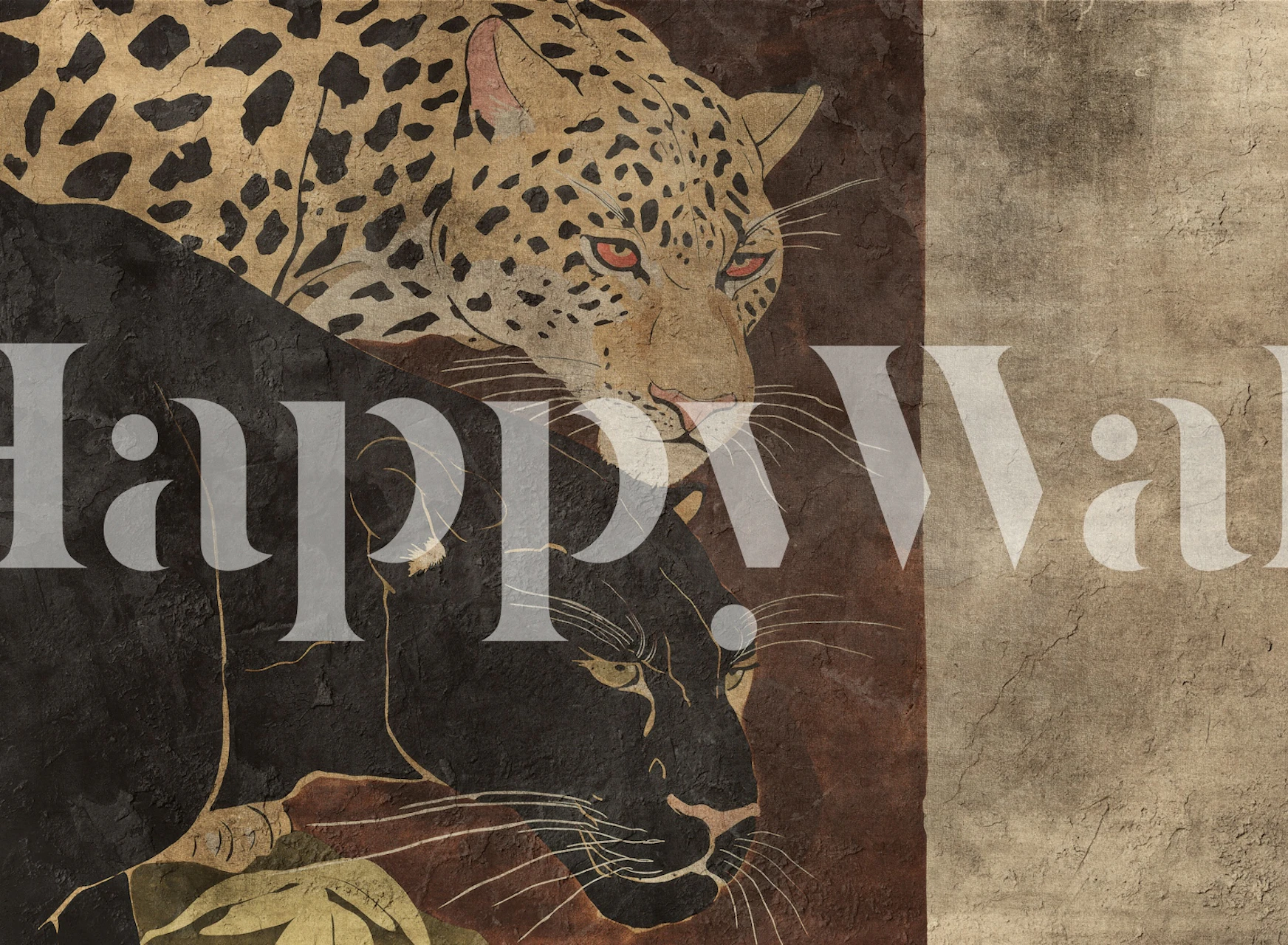 Wild Cats Vintage Texture behang in een kamer