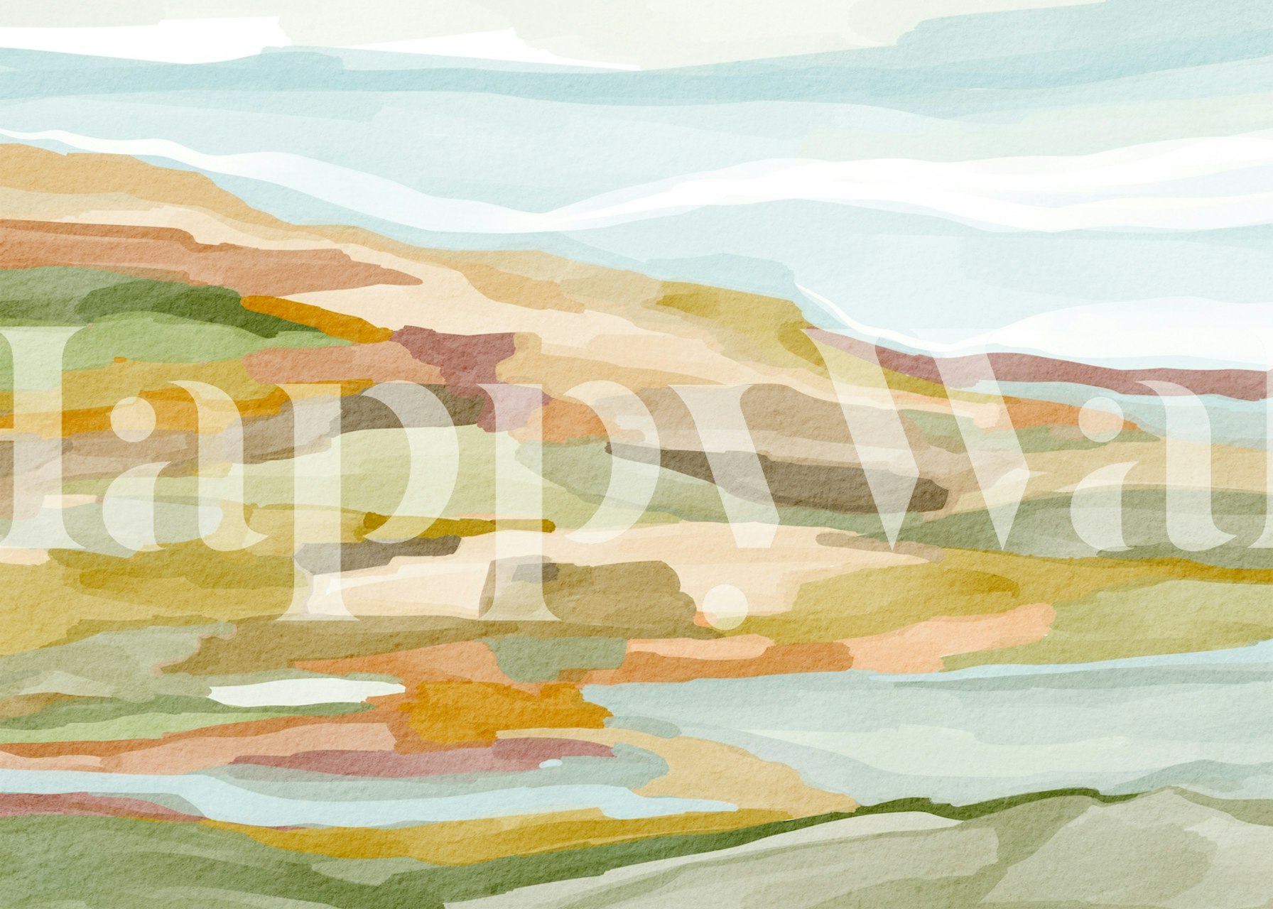 Earth Tone Abstract Landscape-behang in een kamer