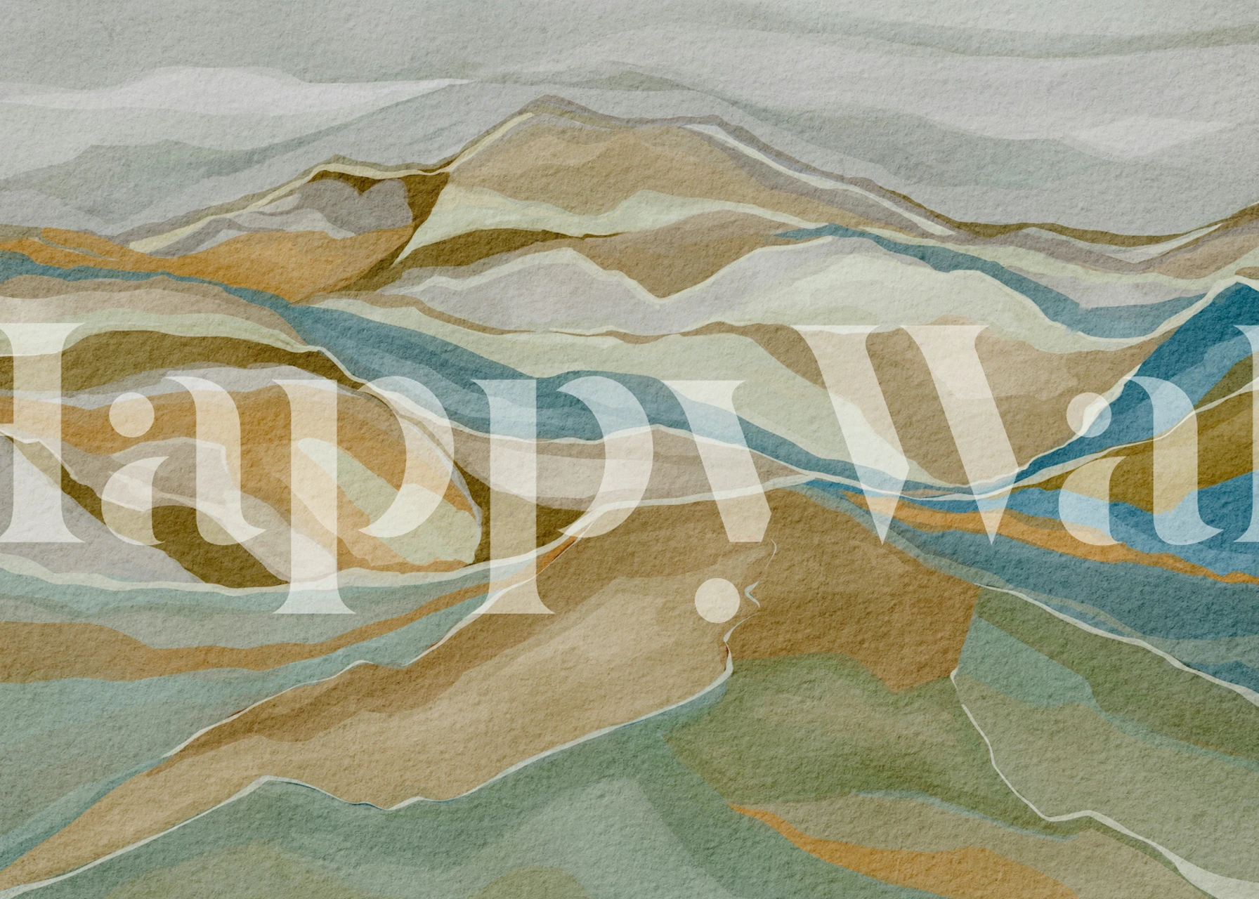 Earth Tone Mountain Ridges behang in een kamer