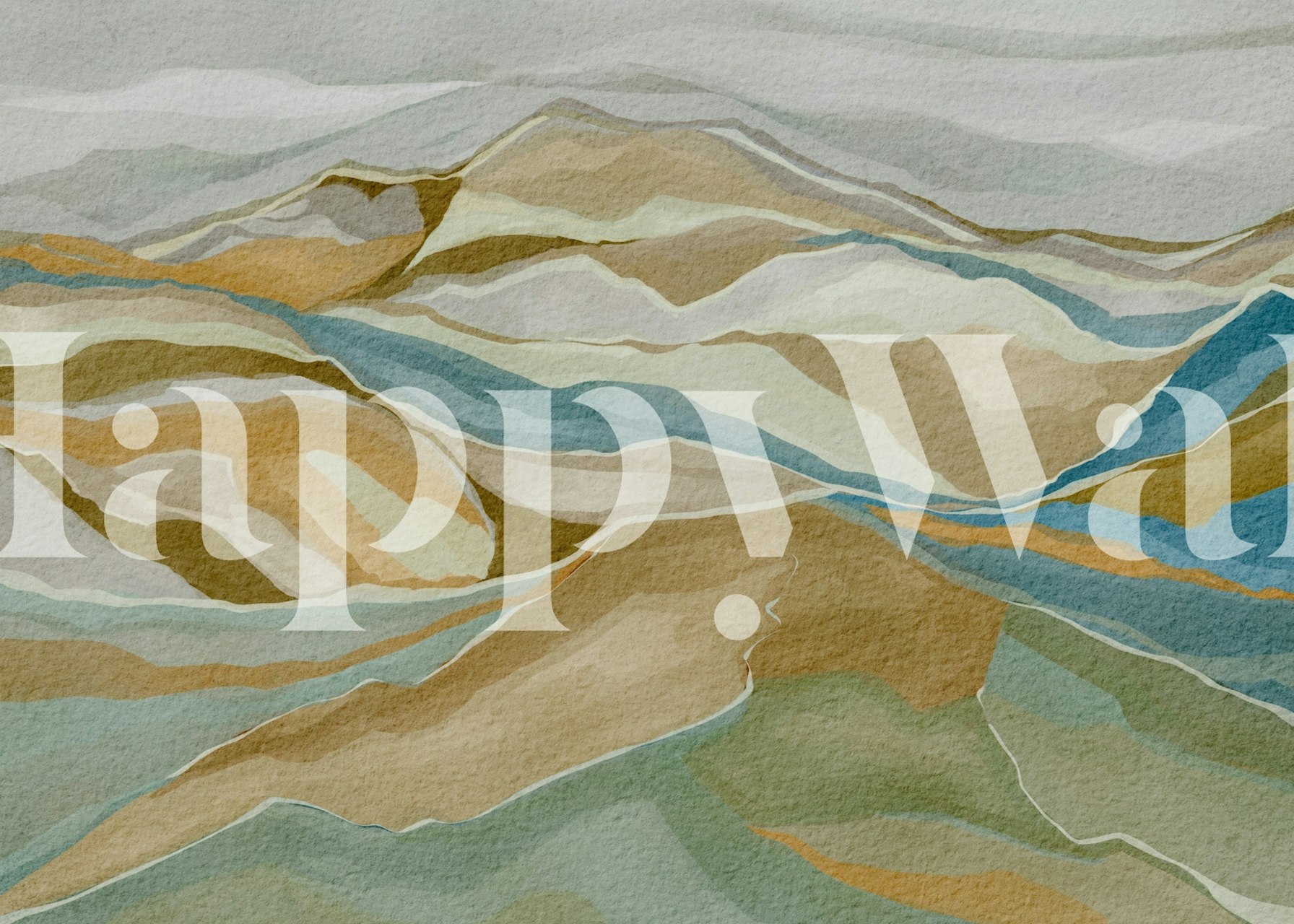 Earth Tone Mountain Ridges wallpaper in a room