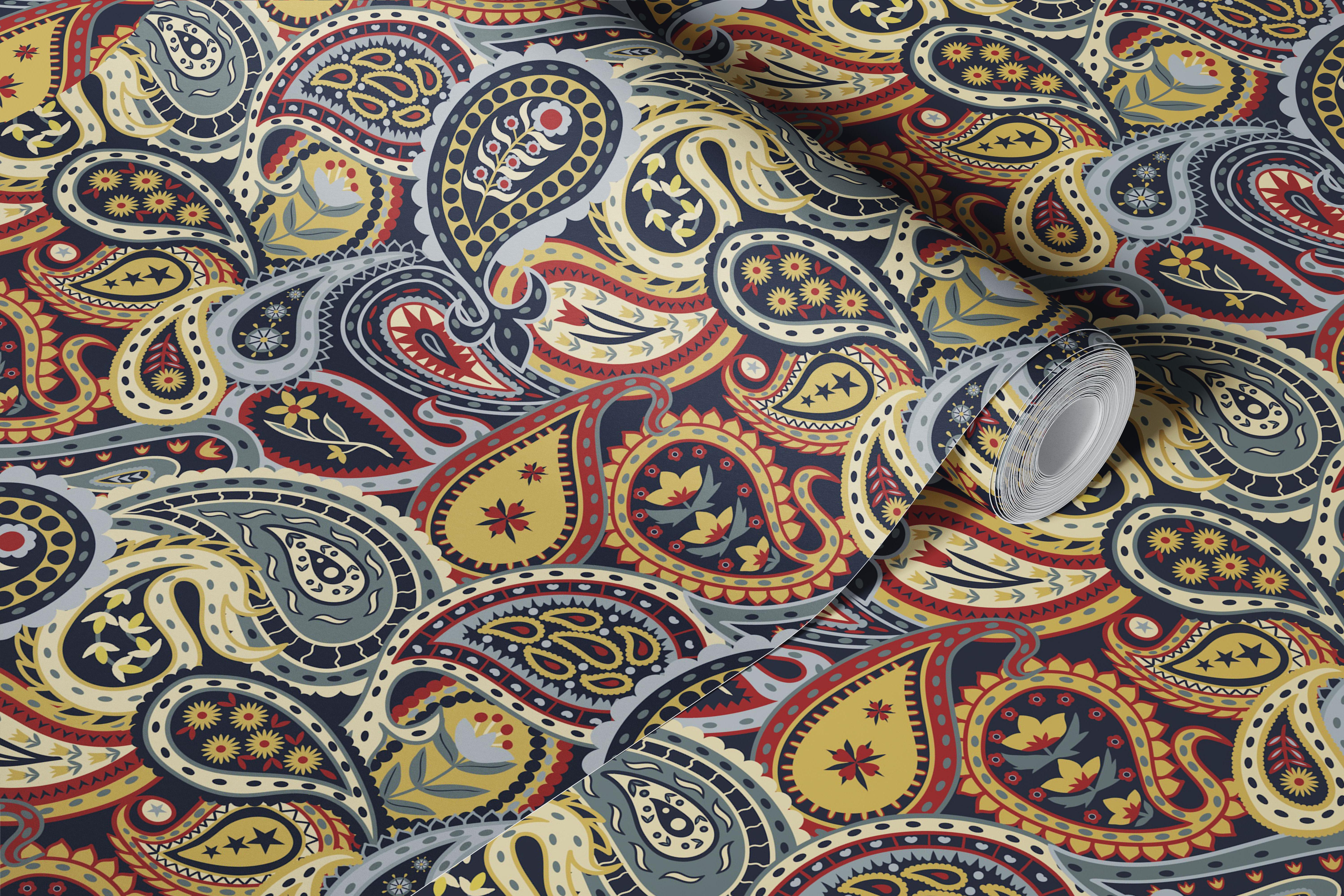 Boho Paisley Floral behang in een kamer