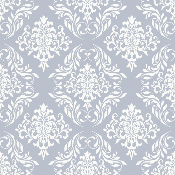 Dusty Blue Damask Elegance