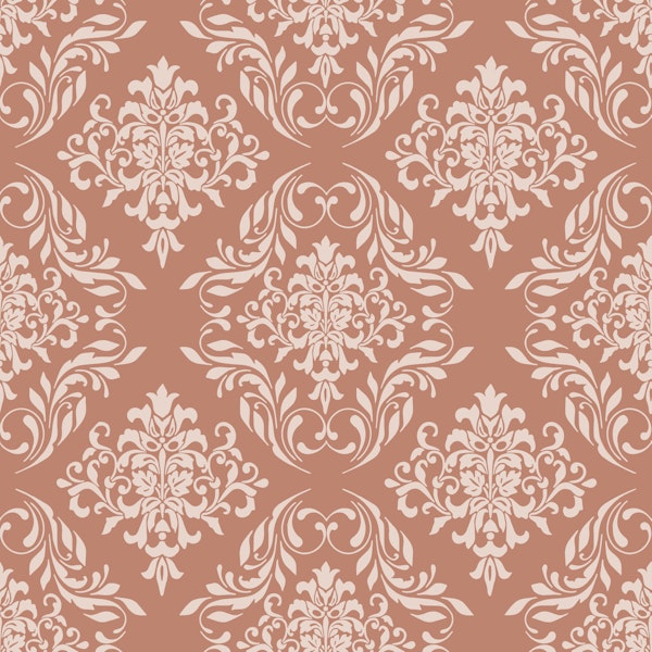 Terracotta Red Vintage Damask