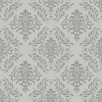Neutral Gray Floral Damask tapet