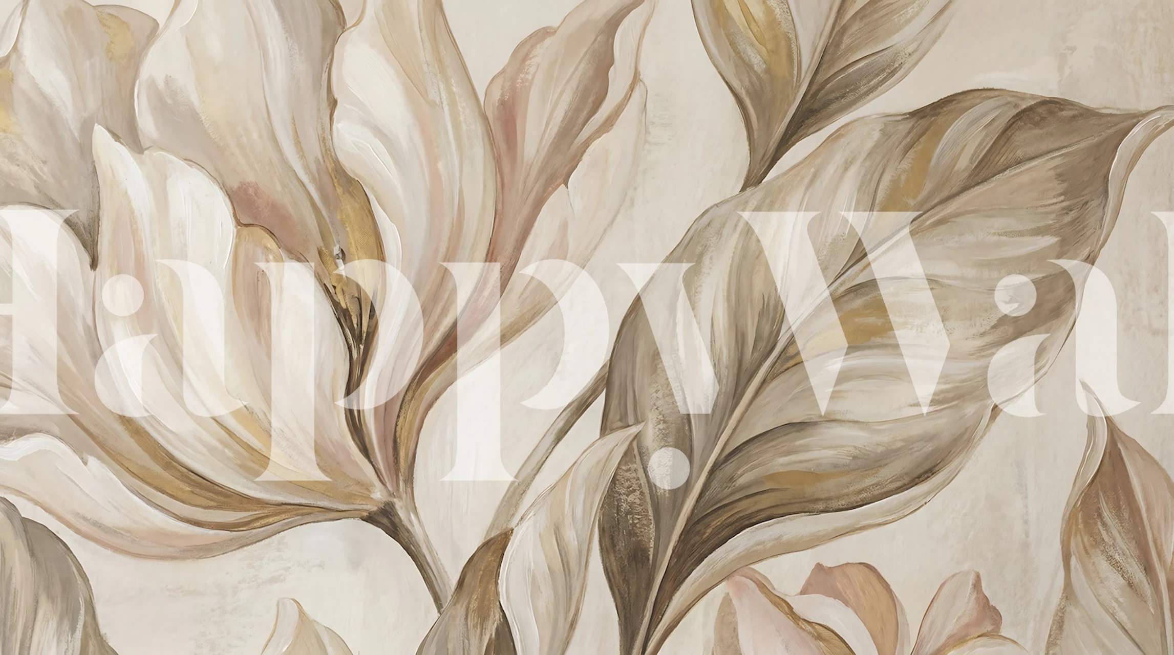 Design tapety Neutral Magnolia Bloom w pokoju