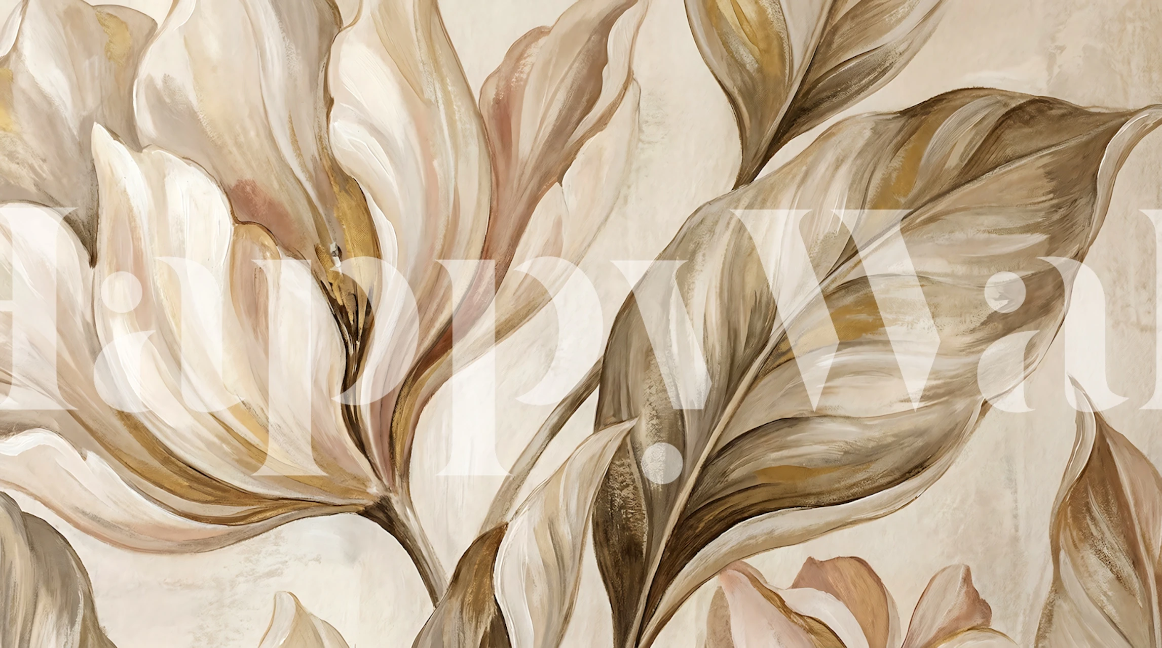 Neutral magnolia wallpaper in a beige room
