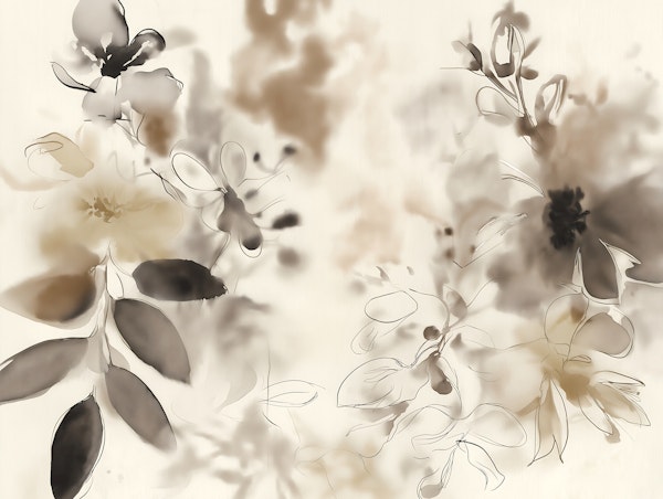 Sepia Ink Wash Florals