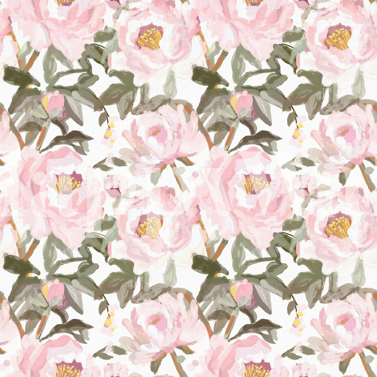 Romantic Peony Bouquet wallpaper in a room