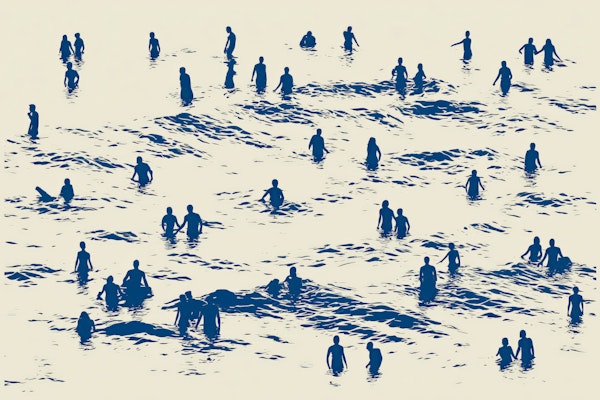 Minimal Ocean Silhouettes Pattern