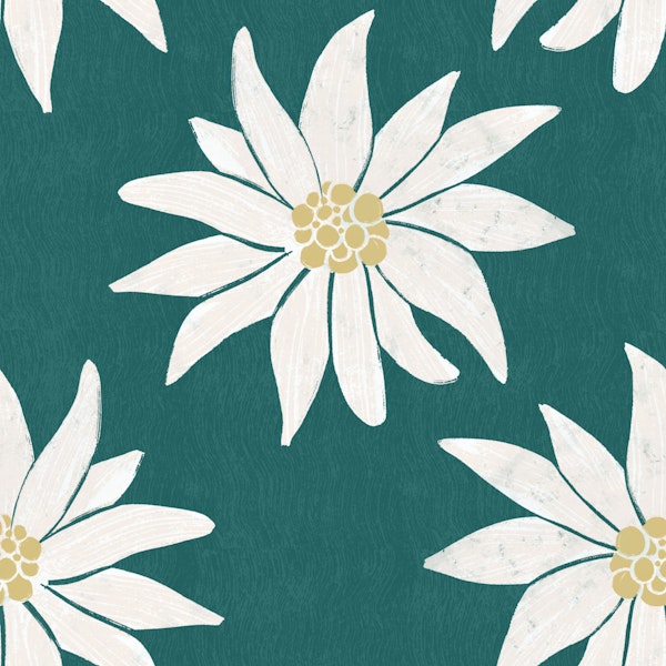 Edelweiss Floral Pattern on sage bg
