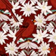 Edelweiss Flower & Cardinal Bird crimson