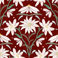Edelweiss Floral Pattern on crimson tapet