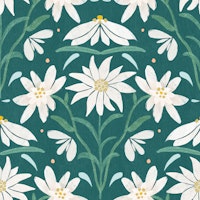 Edelweiss Floral Pattern on sage tapet