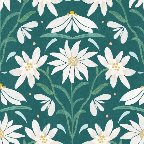 Edelweiss Floral Pattern on sage