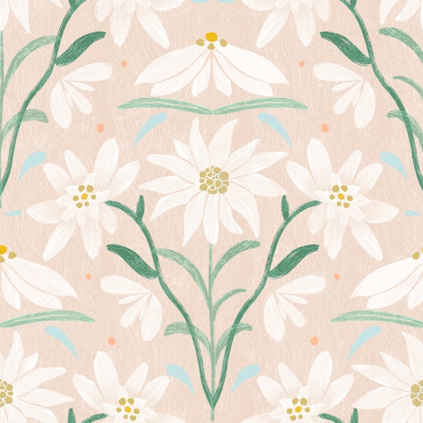 Edelweiss Floral Pattern on ivory